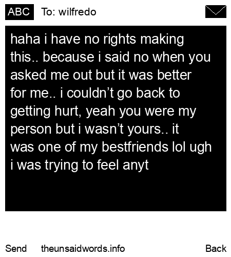 unsent message to wilfredo