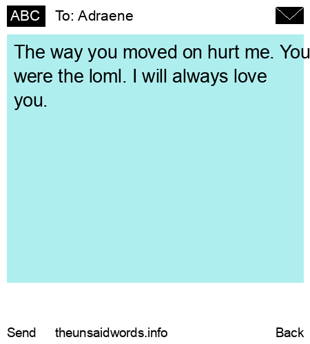 unsent message to Adraene