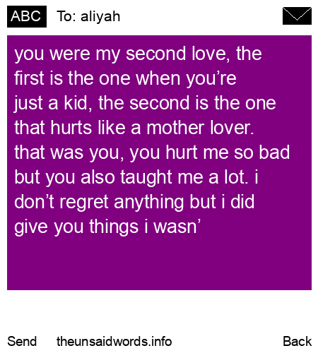 unsent message to aliyah