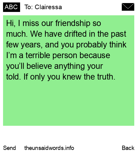 unsent message to Clairessa