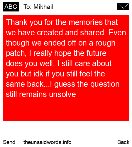 unsent message to Mikhail