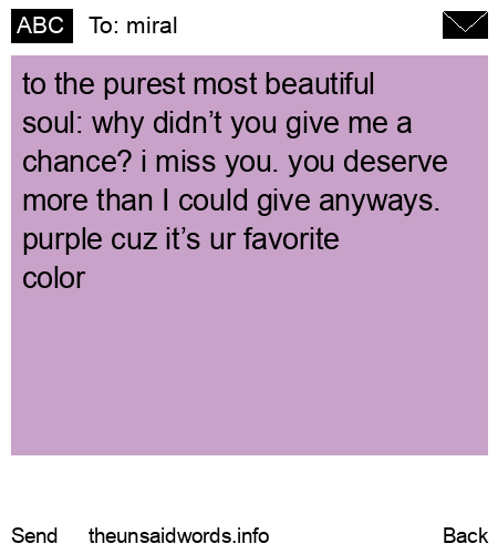 unsent message to miral