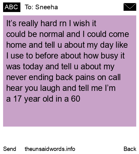 unsent message to Sneeha