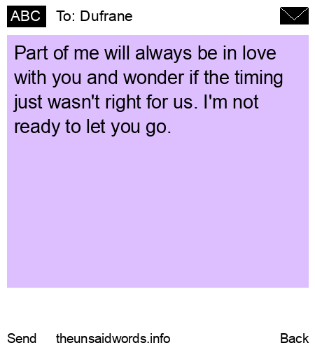 unsent message to Dufrane