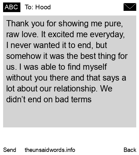 unsent message to Hood