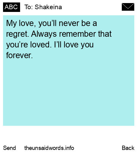 unsent message to Shakeina
