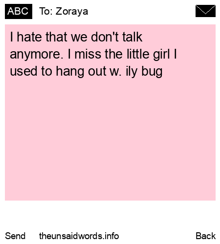 unsent message to Zoraya