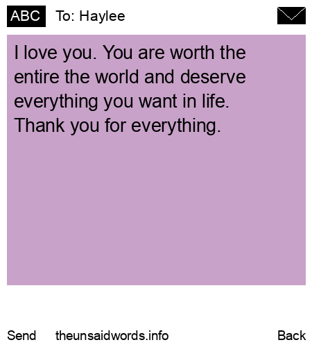 unsent message to Haylee