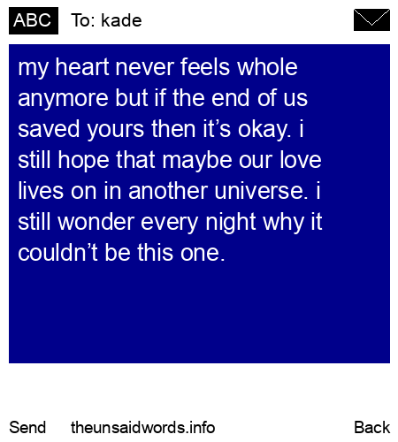 unsent message to kade