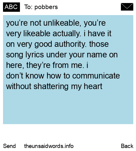 unsent message to pobbers