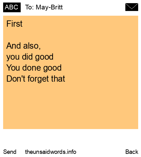 unsent message to May-Britt
