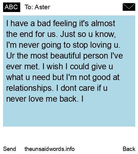 unsent message to Aster
