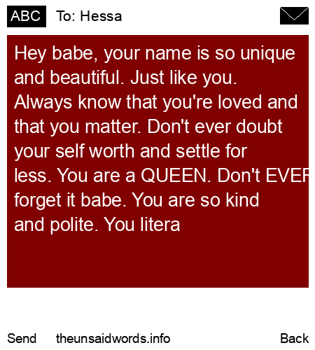unsent message to Hessa