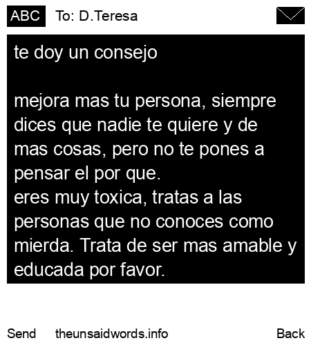 unsent message to D.Teresa