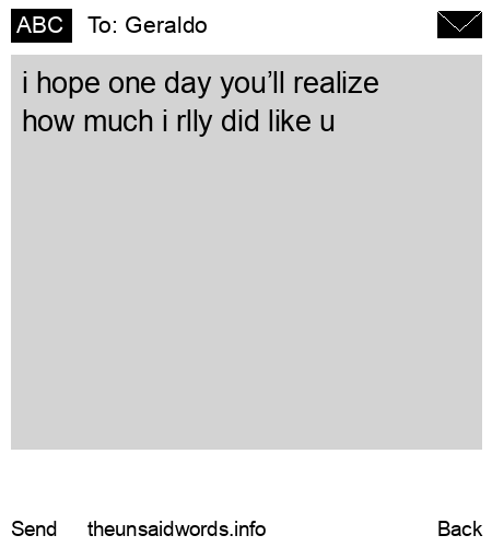 unsent message to Geraldo