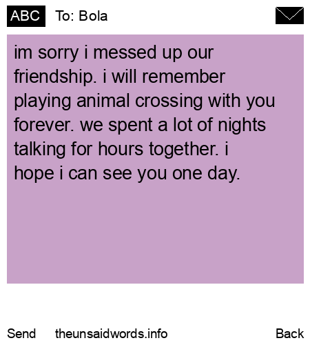 unsent message to Bola