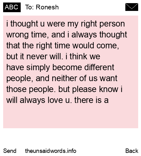 unsent message to Ronesh