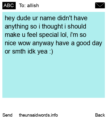 unsent message to allish