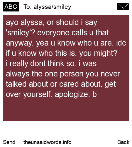 unsent message to alyssa/smiley