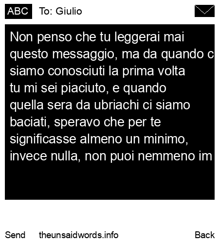 unsent message to Giulio