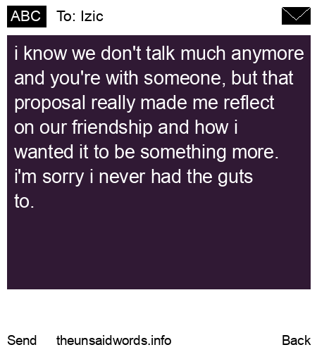 unsent message to Izic