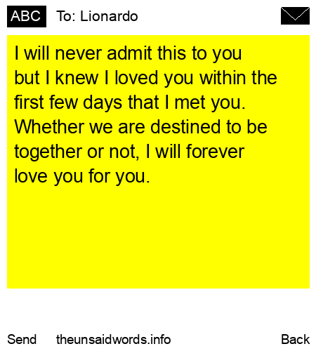 unsent message to Lionardo