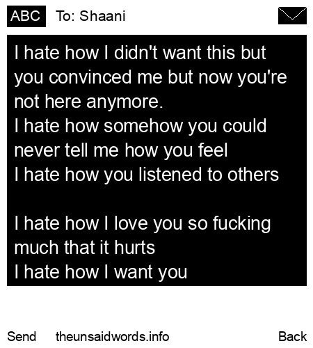 unsent message to Shaani