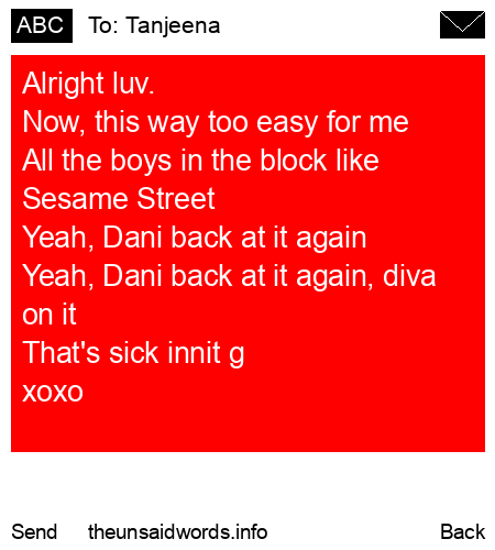unsent message to Tanjeena