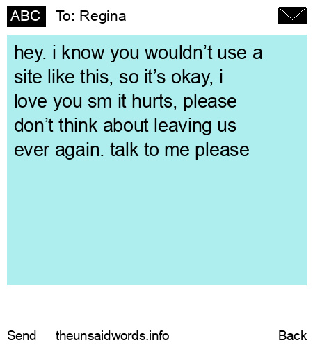 unsent message to Regina