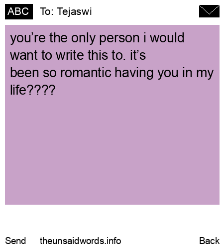 unsent message to Tejaswi