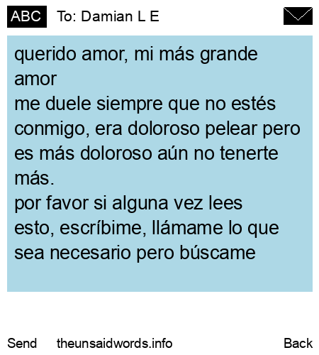 unsent message to Damian L E