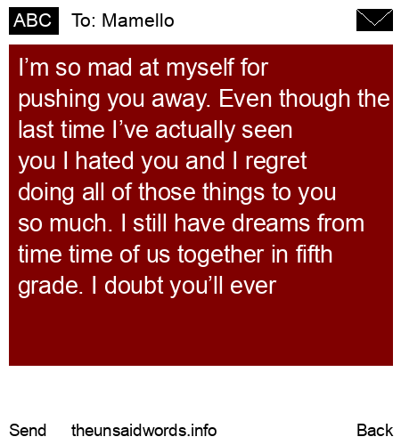 unsent message to Mamello