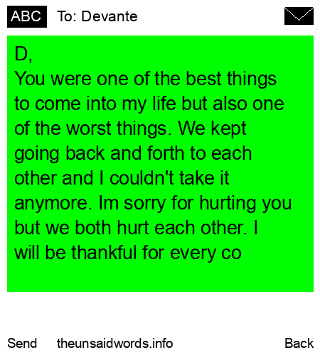unsent message to Devante