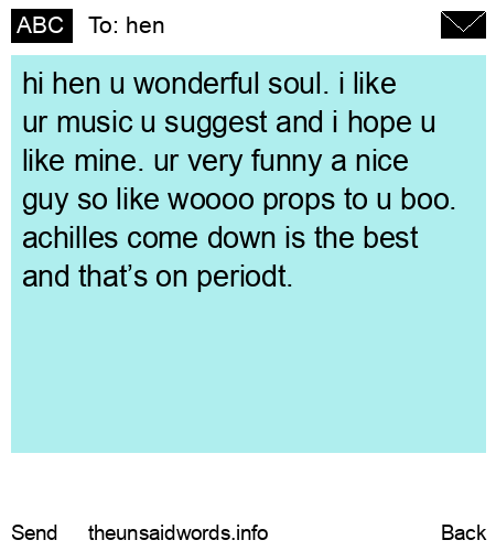 unsent message to hen