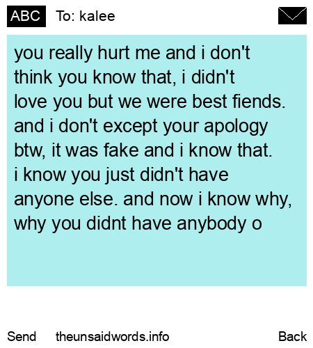 unsent message to kalee