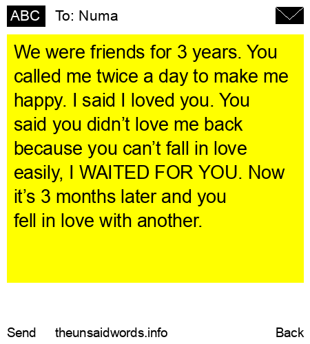 unsent message to Numa