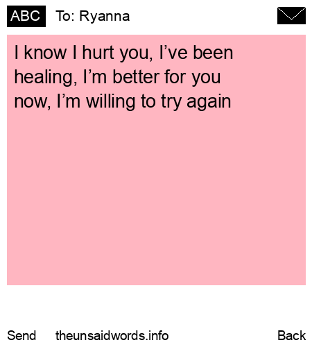 unsent message to Ryanna