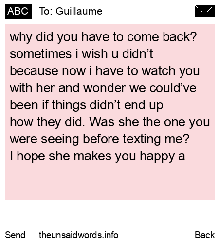 unsent message to Guillaume