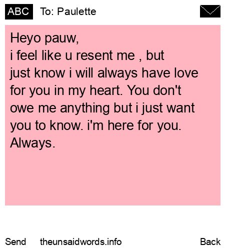 unsent message to Paulette