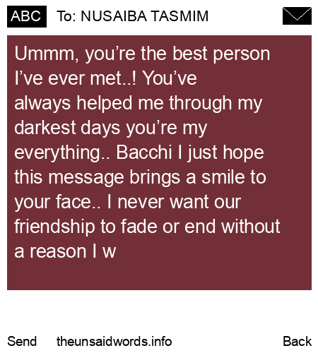 unsent message to NUSAIBA TASMIM