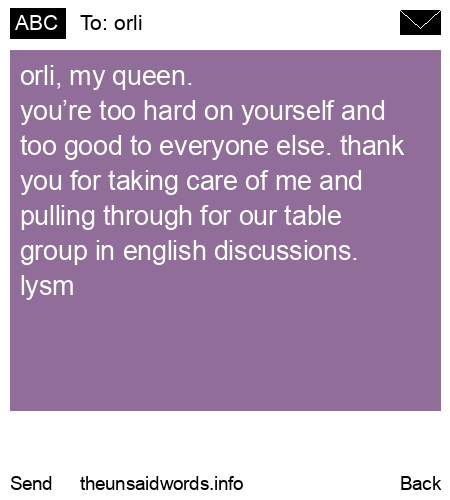 unsent message to orli
