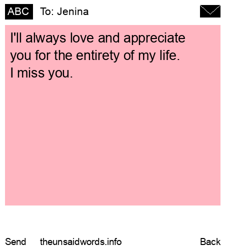 unsent message to Jenina
