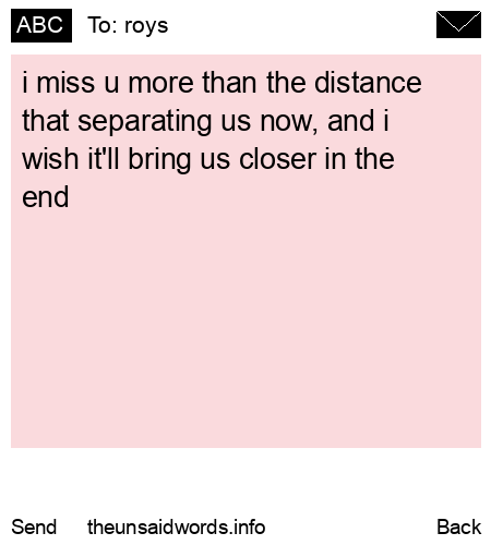 unsent message to roys