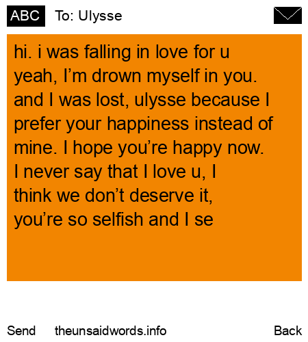 unsent message to Ulysse