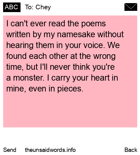 unsent message to Chey