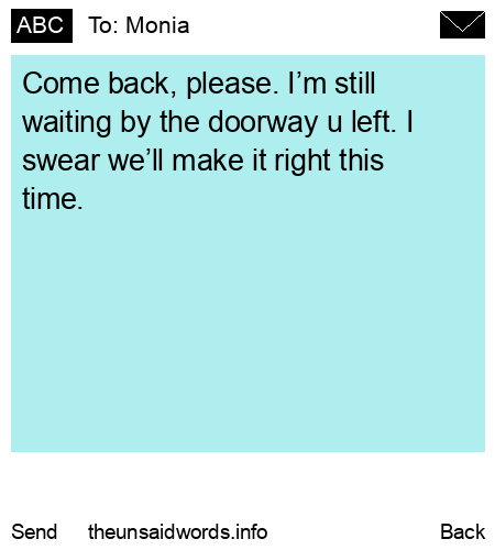unsent message to Monia