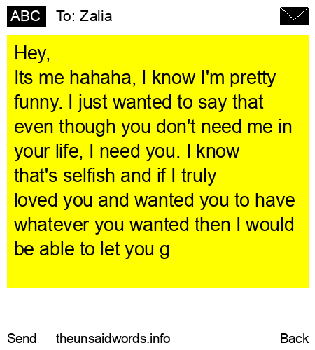 unsent message to Zalia