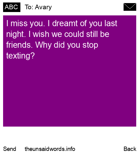 unsent message to Avary