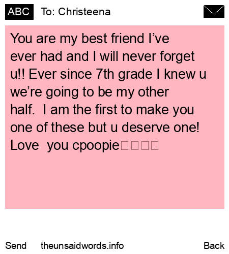 unsent message to Christeena