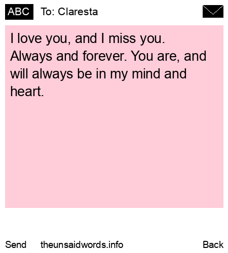 unsent message to Claresta